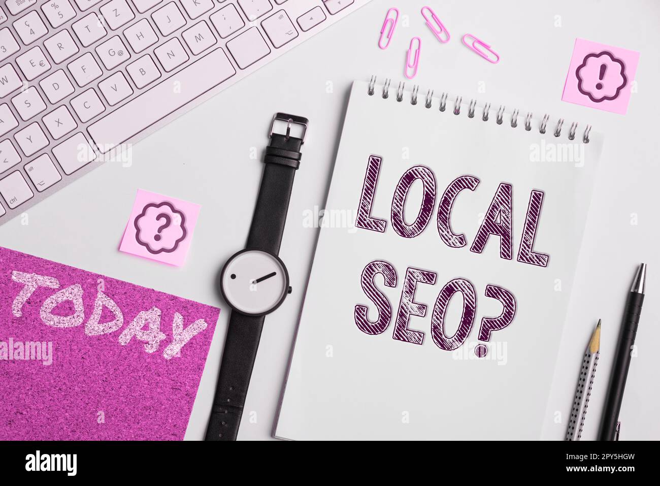 Texte d'écriture Seo local. Le concept, c'est-à-dire un moyen incroyablement efficace de commercialiser votre entreprise proche en ligne Banque D'Images