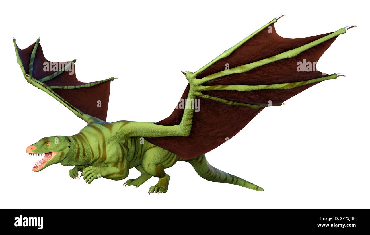 Le rendu 3D d'un dragon fantasy isolé sur fond blanc Banque D'Images