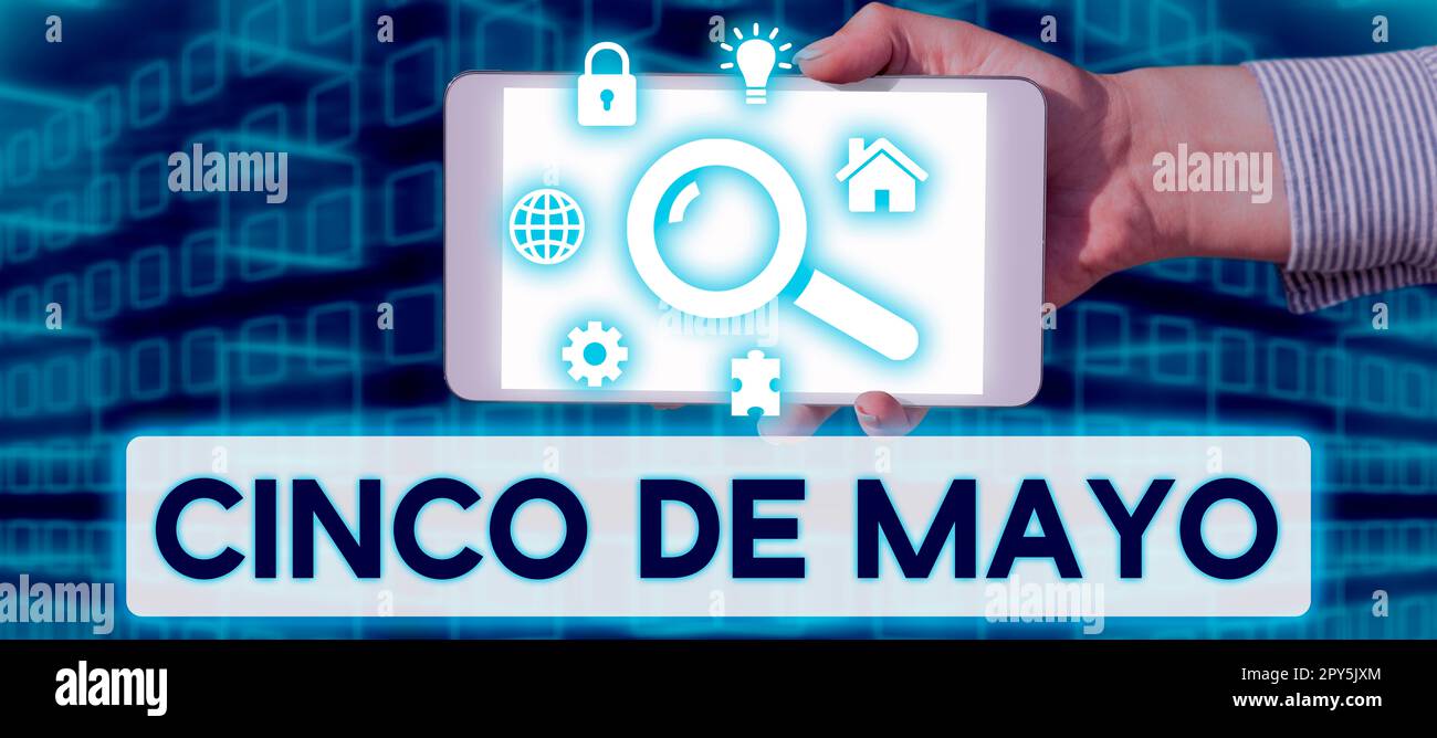 Texte d'écriture Cinco de Mayo. Business idée fête Mexico-américaine sur 5 mai Banque D'Images