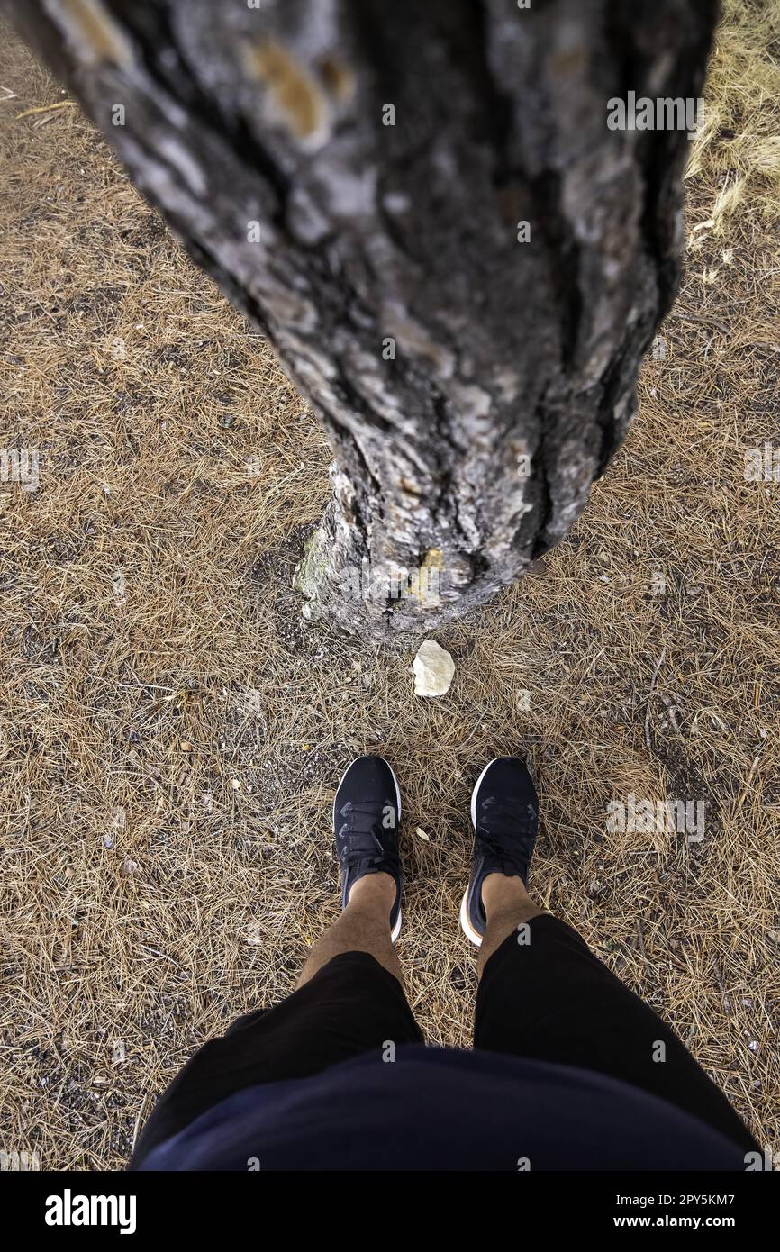Pieds de l'homme dans la nature Banque D'Images