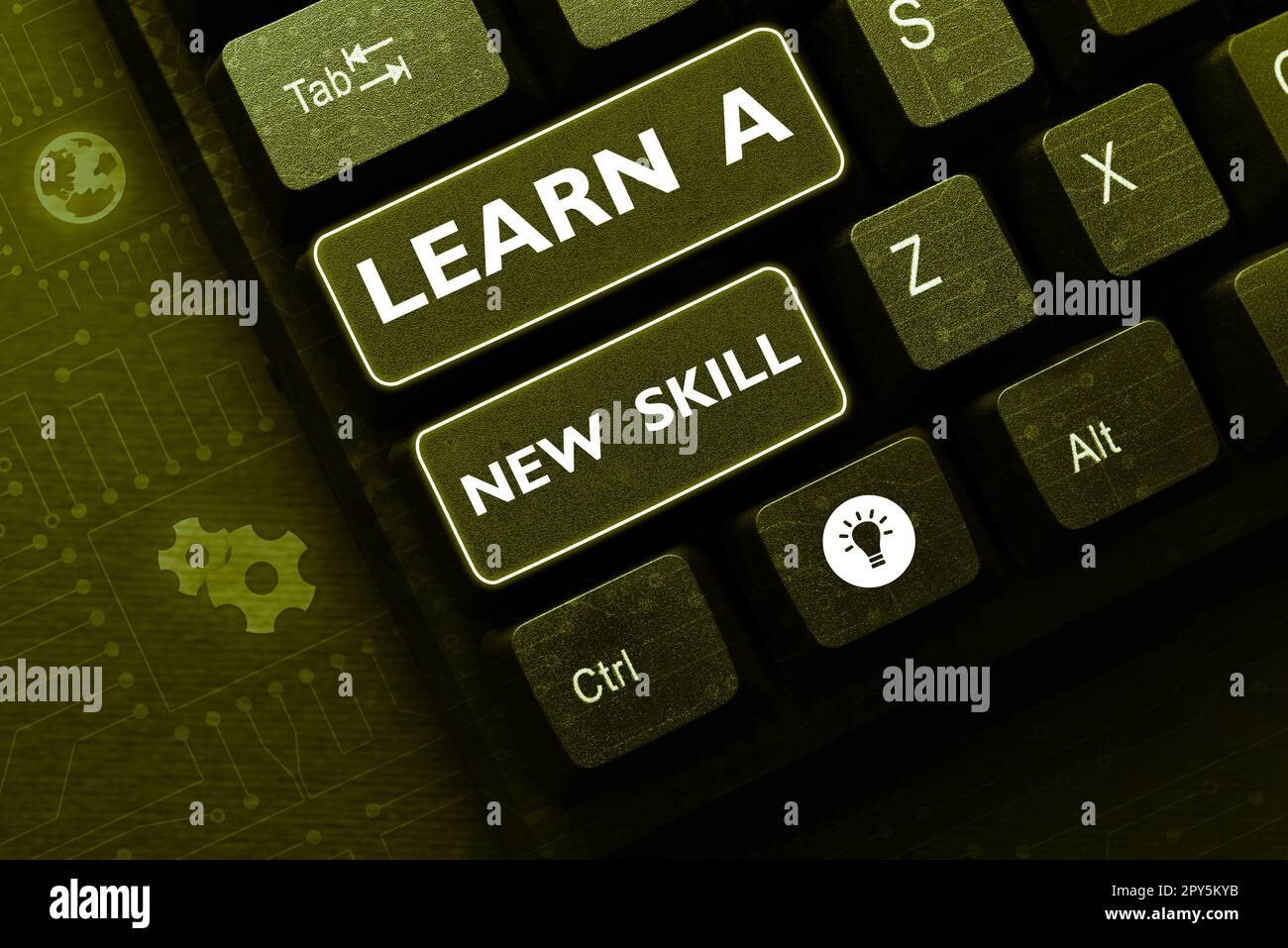 Signe d'écriture à la main Apprenez Une nouvelle compétence. Connaissance de l'acquisition de concept d'affaires par l'expérience d'étude étant enseignée Banque D'Images