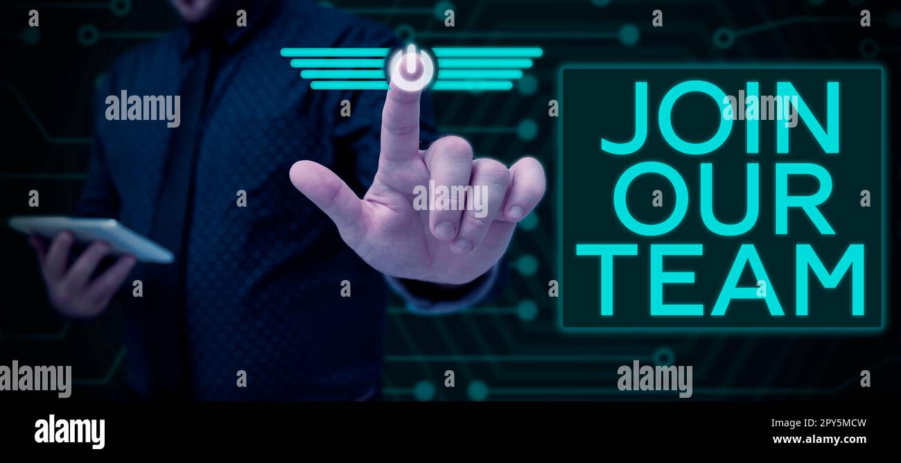 Écrire afficher du texte Joignez-vous à notre équipe. Mot pour Allied Associate travailler avec nous nouvel employé embauché enlist Banque D'Images