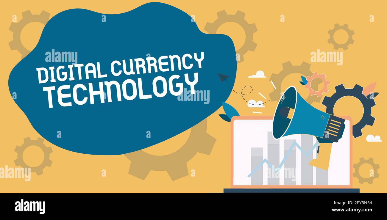 Légende conceptuelle technologie de monnaie numérique. Business concept crypto-monnaie termes juridiques chaîne de blocs Banque D'Images
