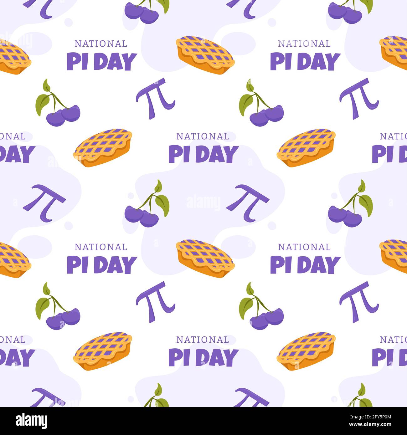 Pi Day Seamless Pattern Design avec constantes mathématiques ou Pie cuite dans le modèle dessin main dessin dessin dessin dessin à plat de dessin animé Banque D'Images