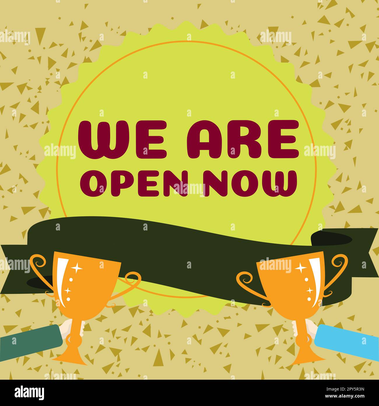 Texte montrant l'inspiration nous sommes ouverts maintenant. Aperçu de l'entreprise pas de barrière de confinement ou de confinement, accessible de tous les côtés Banque D'Images