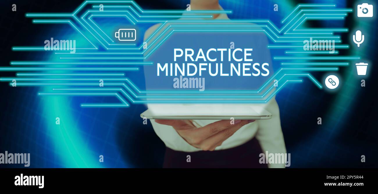 Inspiration montrant le signe pratique Mindfulness. Concept signification atteindre un état de relaxation une forme de méditation Banque D'Images
