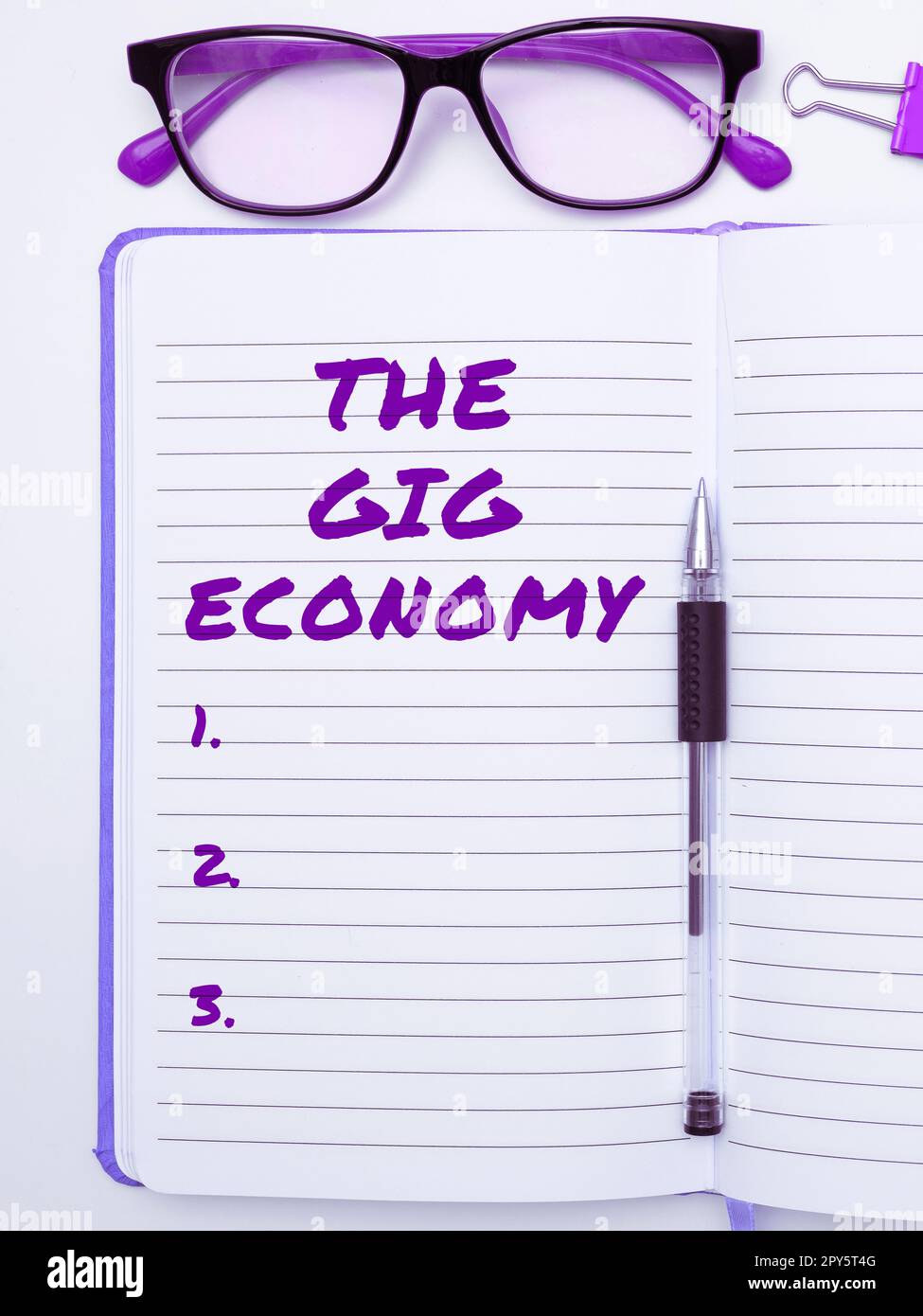 Légende conceptuelle The Gig Economy. Approche commerciale marché des contrats à court terme travail indépendant temporaire Banque D'Images
