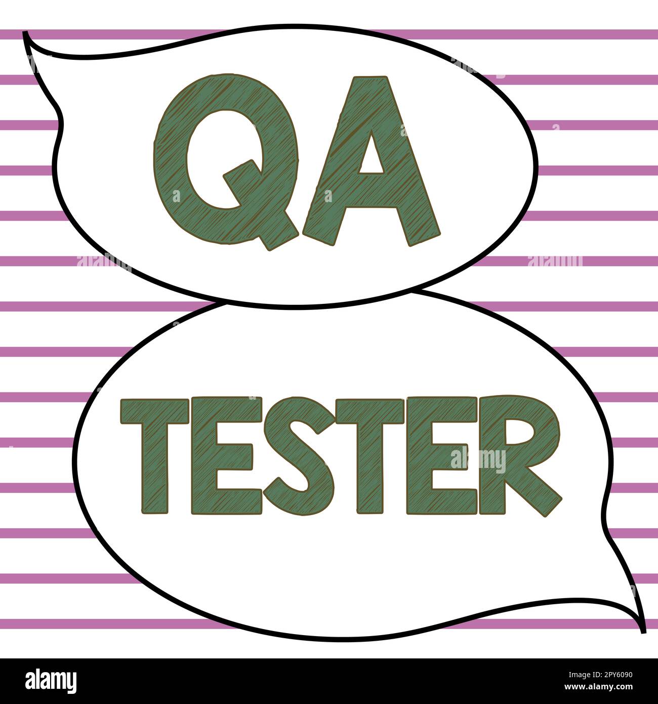 Texte montrant le testeur d'inspiration QA. Concept commercial assurance qualité d'un projet en cours avant sa mise en œuvre Banque D'Images