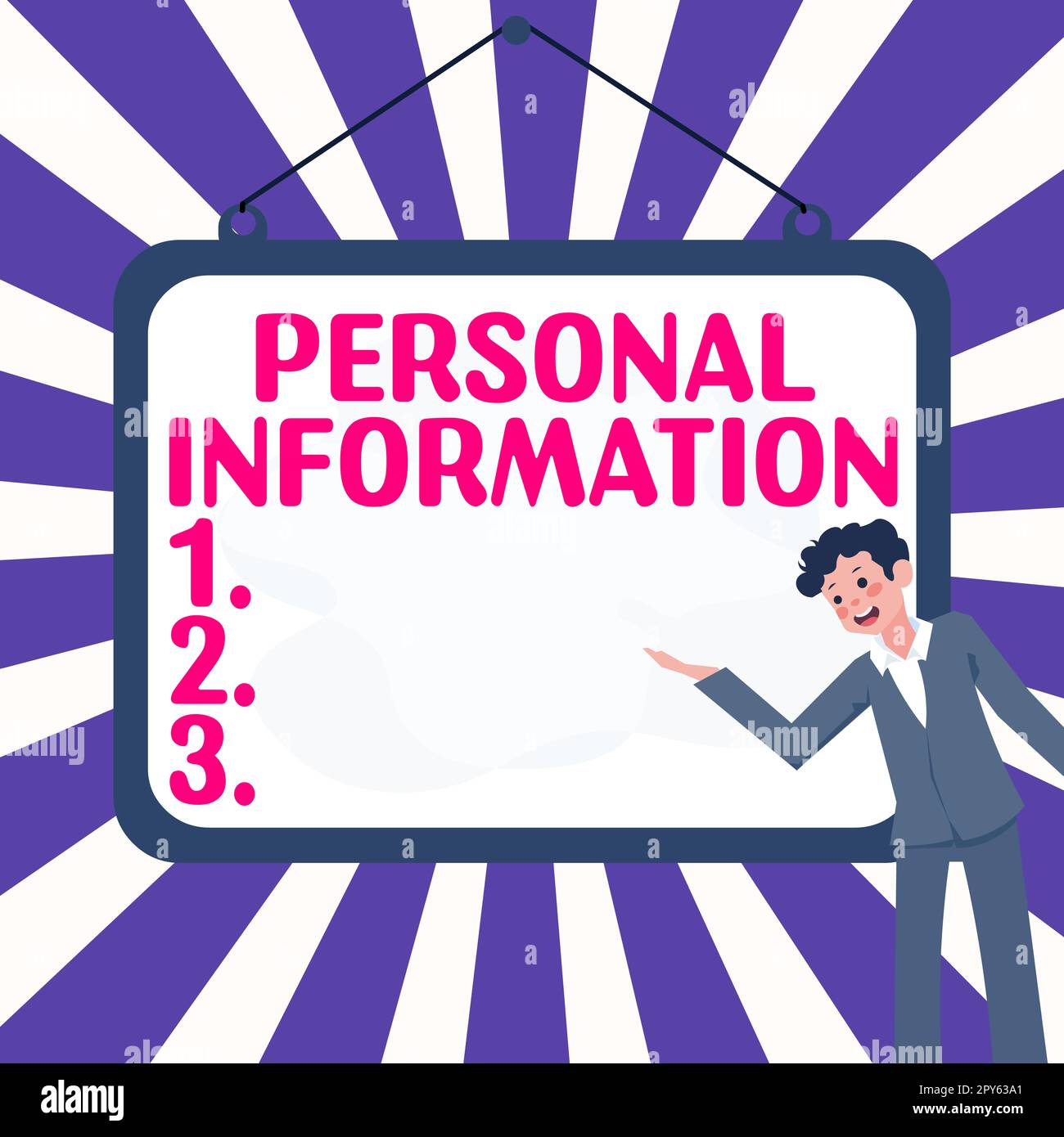 Affiche affichant les informations personnelles. L'approche commerciale a enregistré des informations sur une personne identifiable Banque D'Images