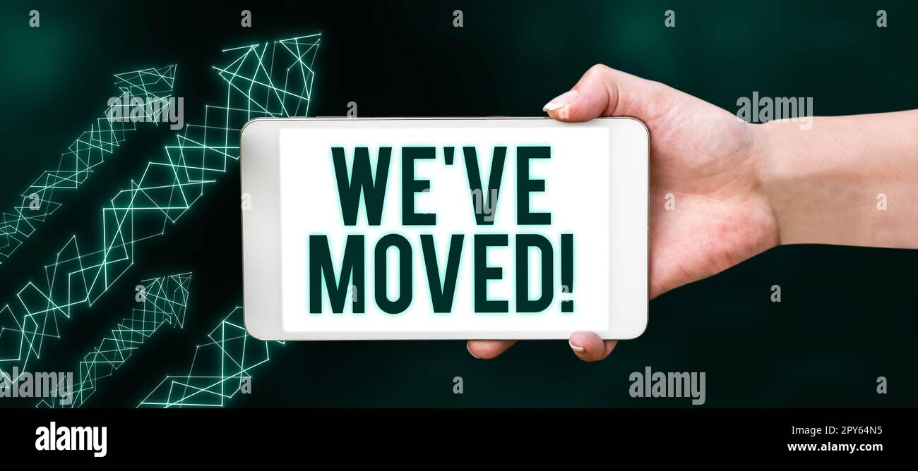 Légende conceptuelle déplacée. Présentation de l'entreprise en cours d'utilisation à partir d'un autre pays Banque D'Images