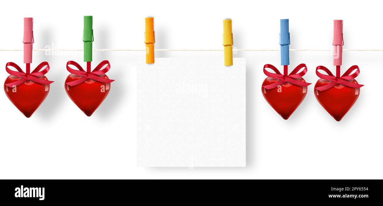 Carte de vœux de Saint-Valentin avec coeurs rouges et espace pour vos voeux. Banque D'Images