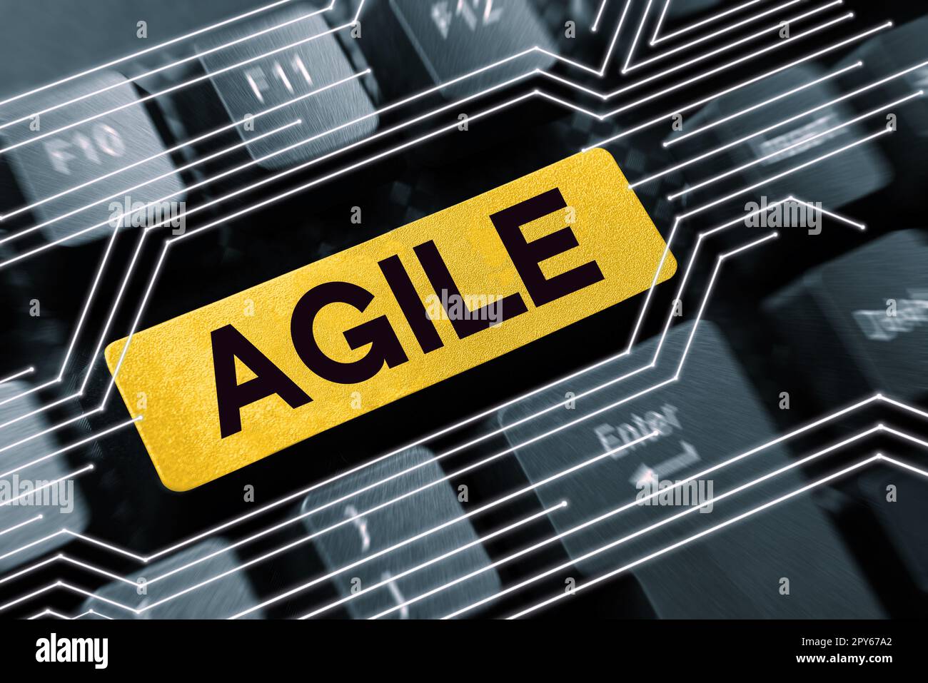 Légende de texte présentant Agile. Mot écrit sur une approche particulière de la gestion de projet qui est utilisée dans le logiciel Banque D'Images