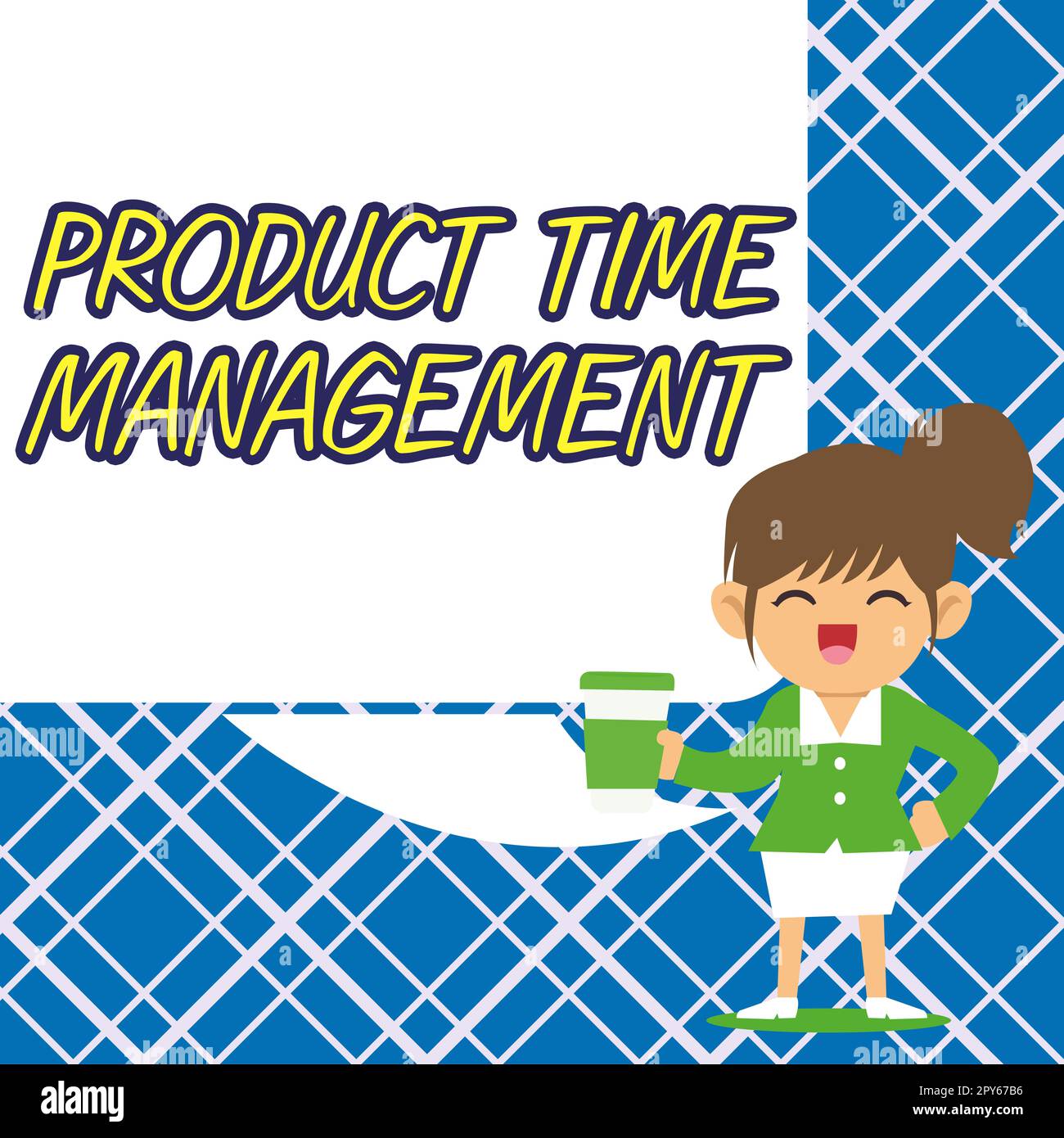 Affiche indiquant la gestion du temps des produits. Processus photo conceptuel de mesure des propriétés ou des performances des produits Banque D'Images