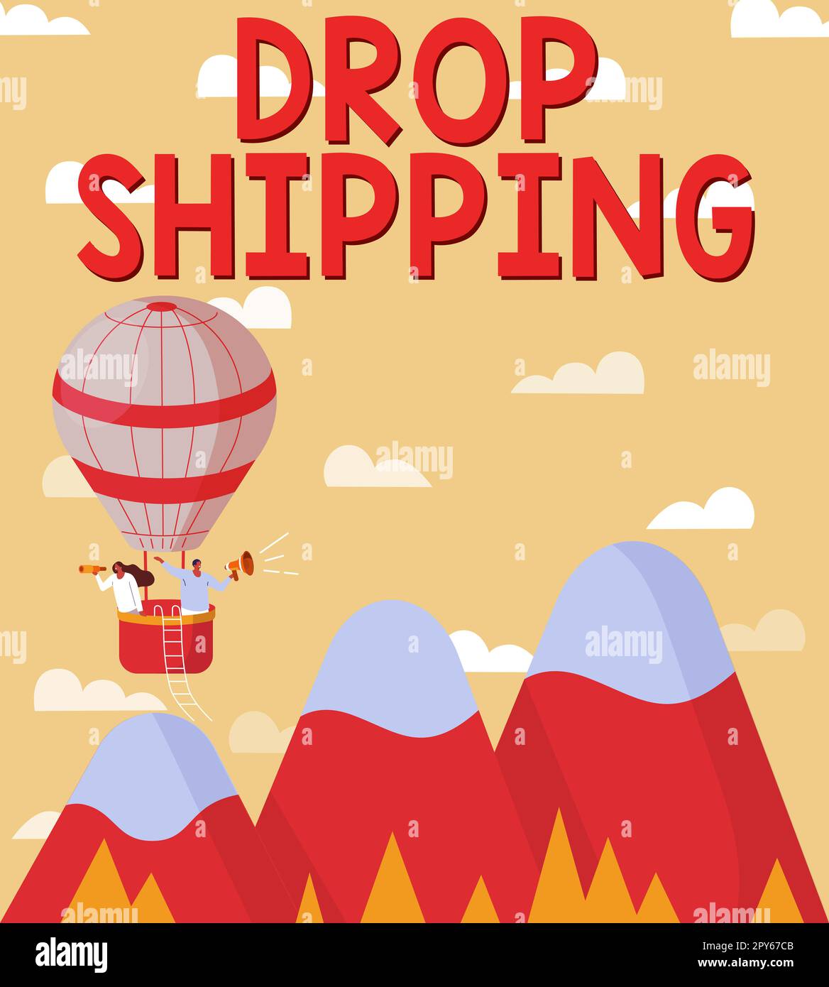 Affiche indiquant l'expédition du DROP. Concept signifie envoyer des marchandises d'un fabricant directement à un client plutôt qu'au détaillant Banque D'Images