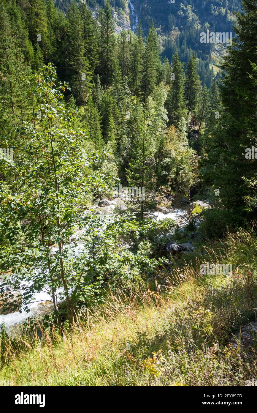 Rivière de montagne dans la vallée du parc national de la Vanoise, alpes françaises Banque D'Images