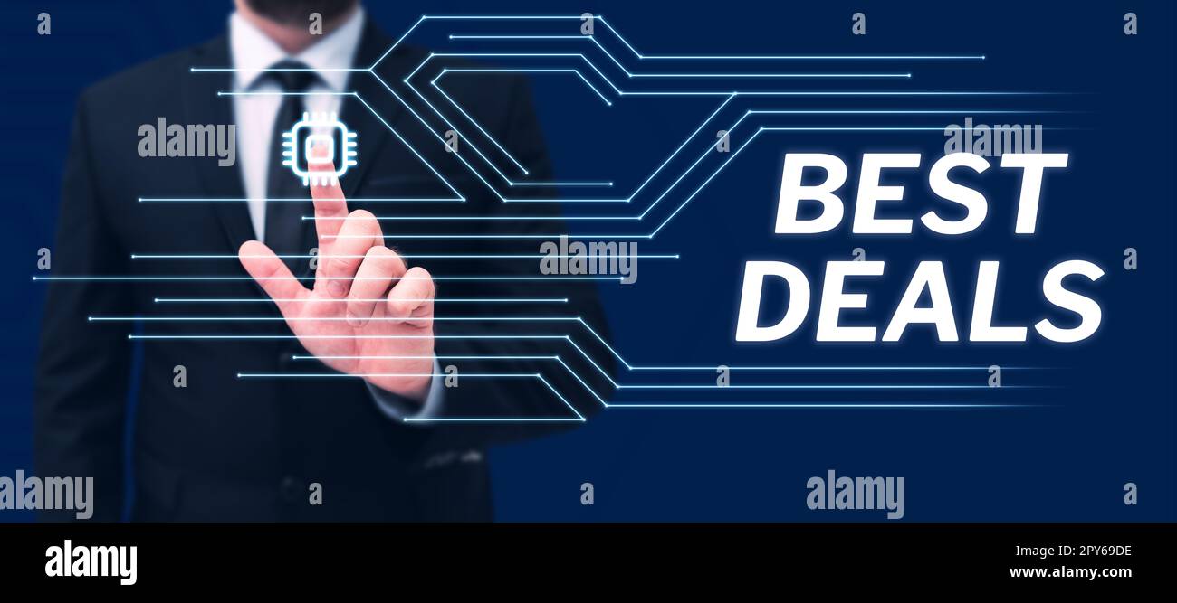 Rédaction affichant le texte meilleures offres. Internet concept très réussi transaction ou accord d'affaires ou une négociation Banque D'Images