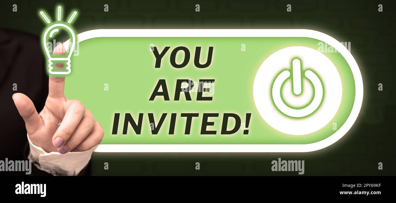 Écriture affichant le texte que vous êtes invité. Mot pour recevoir et inviter pour un événement Joignez-vous à nous pour célébrer Banque D'Images