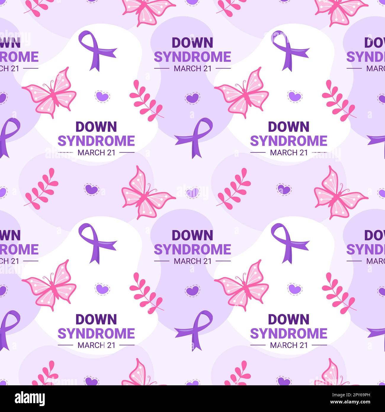 Journée mondiale du syndrome de Down modèle sans couture en modèle dessin à la main dessin de dessin à plat de dessin animé Illustration Banque D'Images