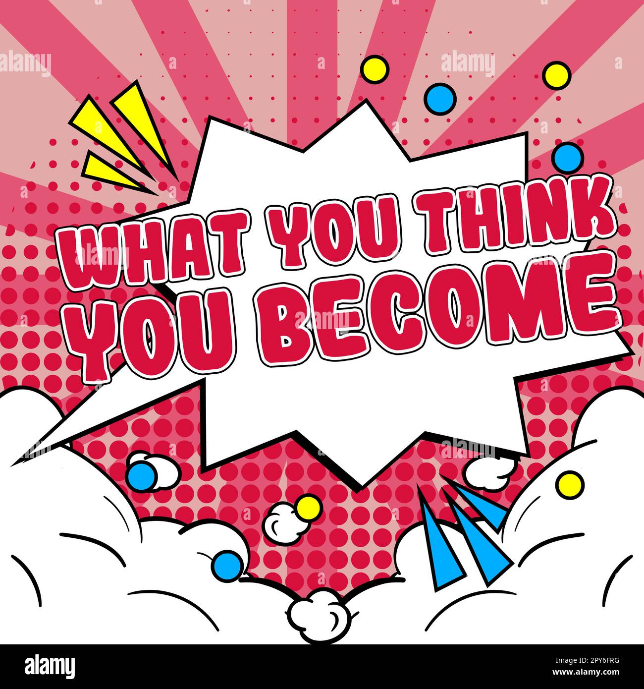 Texte d'écriture ce que vous pensez devenir. Mot écrit sur être réussi et positif dans la vie exigent de bonnes pensées Banque D'Images