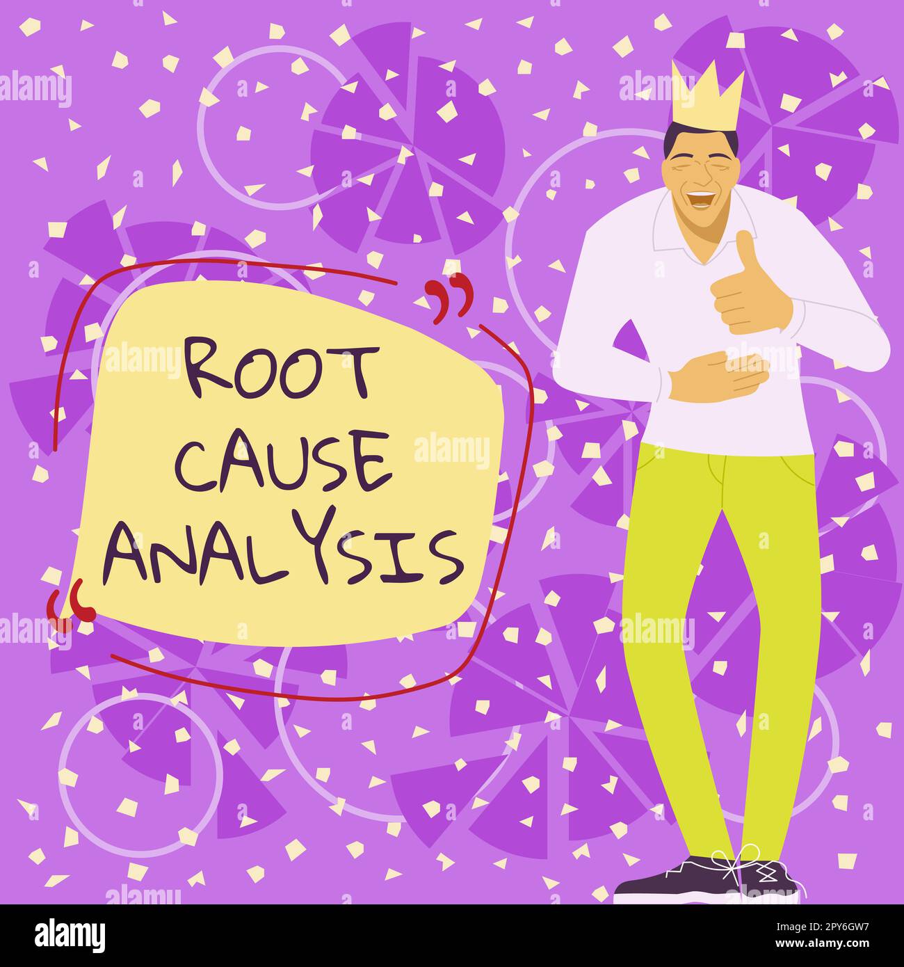 Panneau de texte indiquant l'analyse de la cause principale. Approche métier méthode de résolution des problèmes identifier les défauts ou les problèmes Banque D'Images