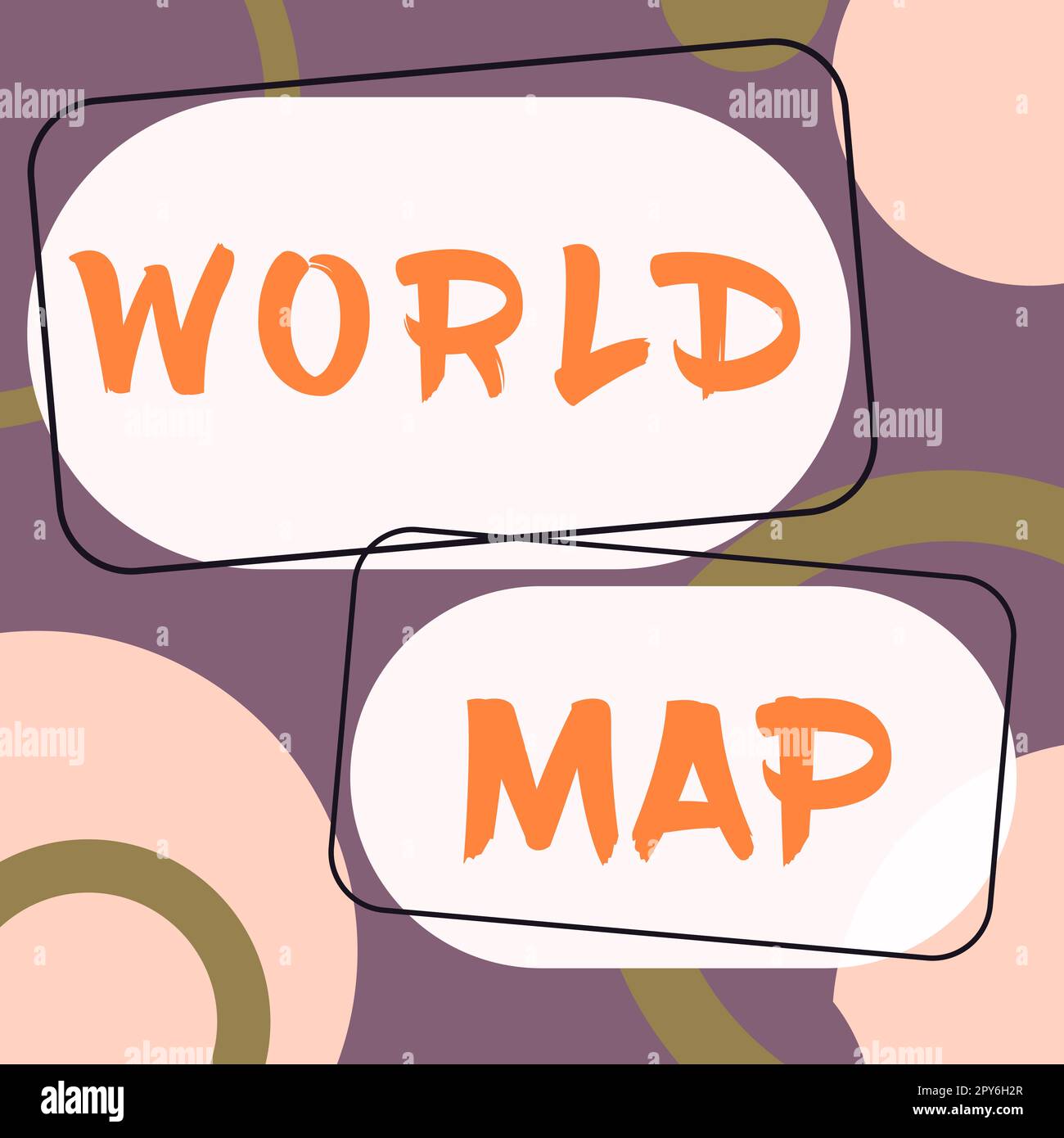 Texte d'écriture carte du monde. Mot écrit sur une représentation schématique de la surface de la terre Banque D'Images