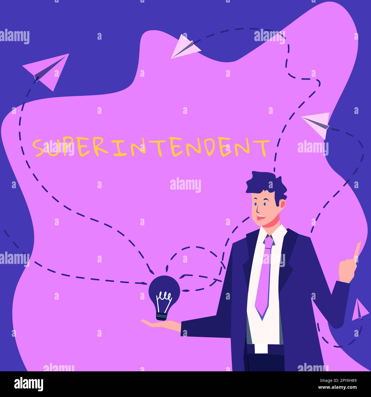 Affiche présentant le surintendant. Mot pour une personne qui gère l'organisation ou l'activité d'un processus particulier Banque D'Images