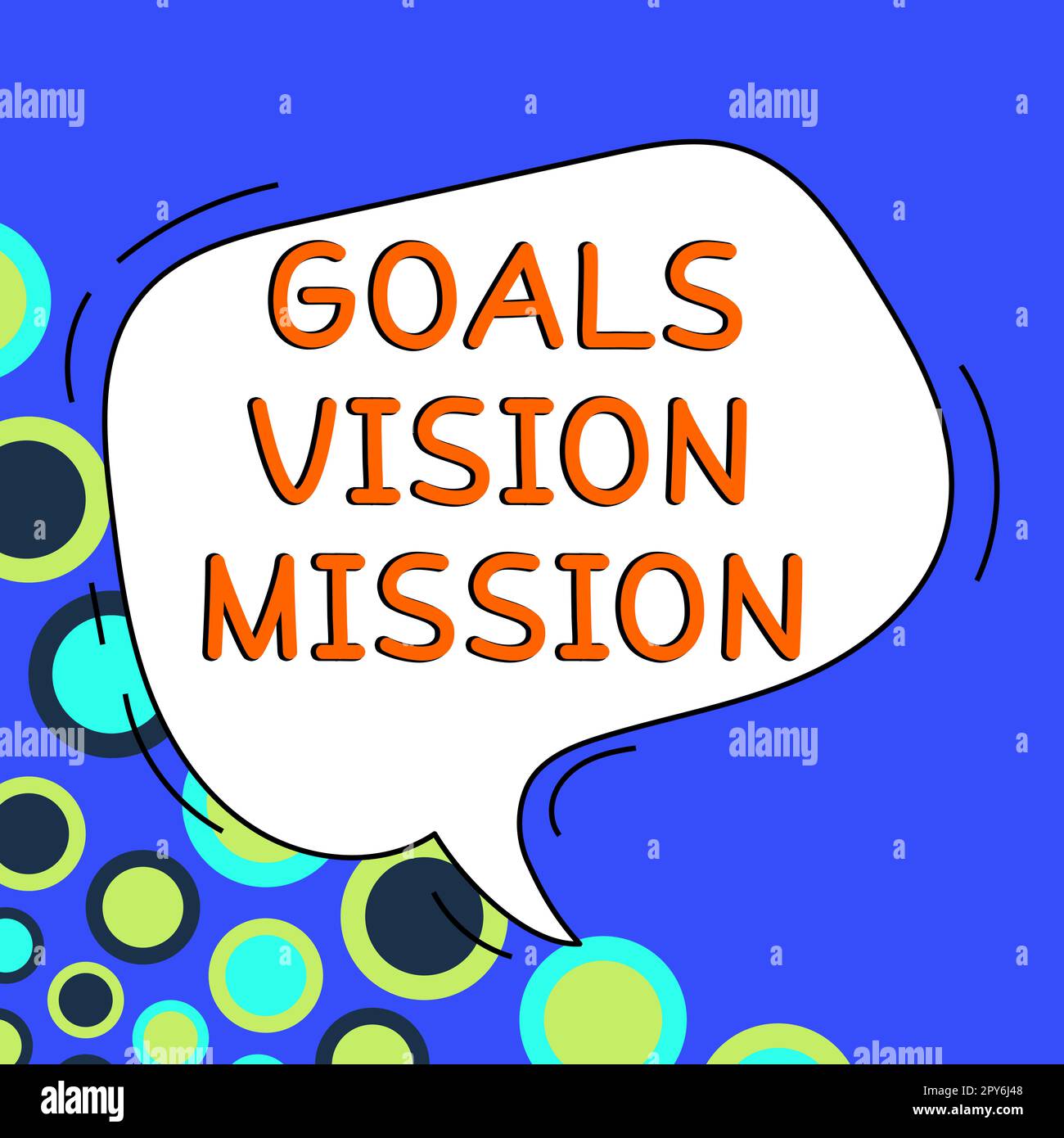 Affichage conceptuel objectifs Vision Mission. Mot pour le processus de planification pratique utilisé pour aider le groupe communautaire Banque D'Images