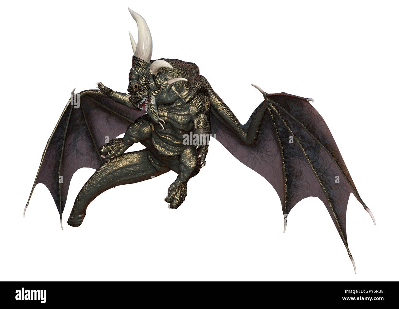 Le rendu 3D d'un dragon fantasy isolé sur fond blanc Banque D'Images