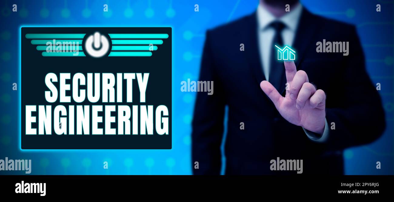 Signature manuscrite Security Engineering. Mot écrit sur l'accent sur les aspects de sécurité dans la conception des systèmes Banque D'Images
