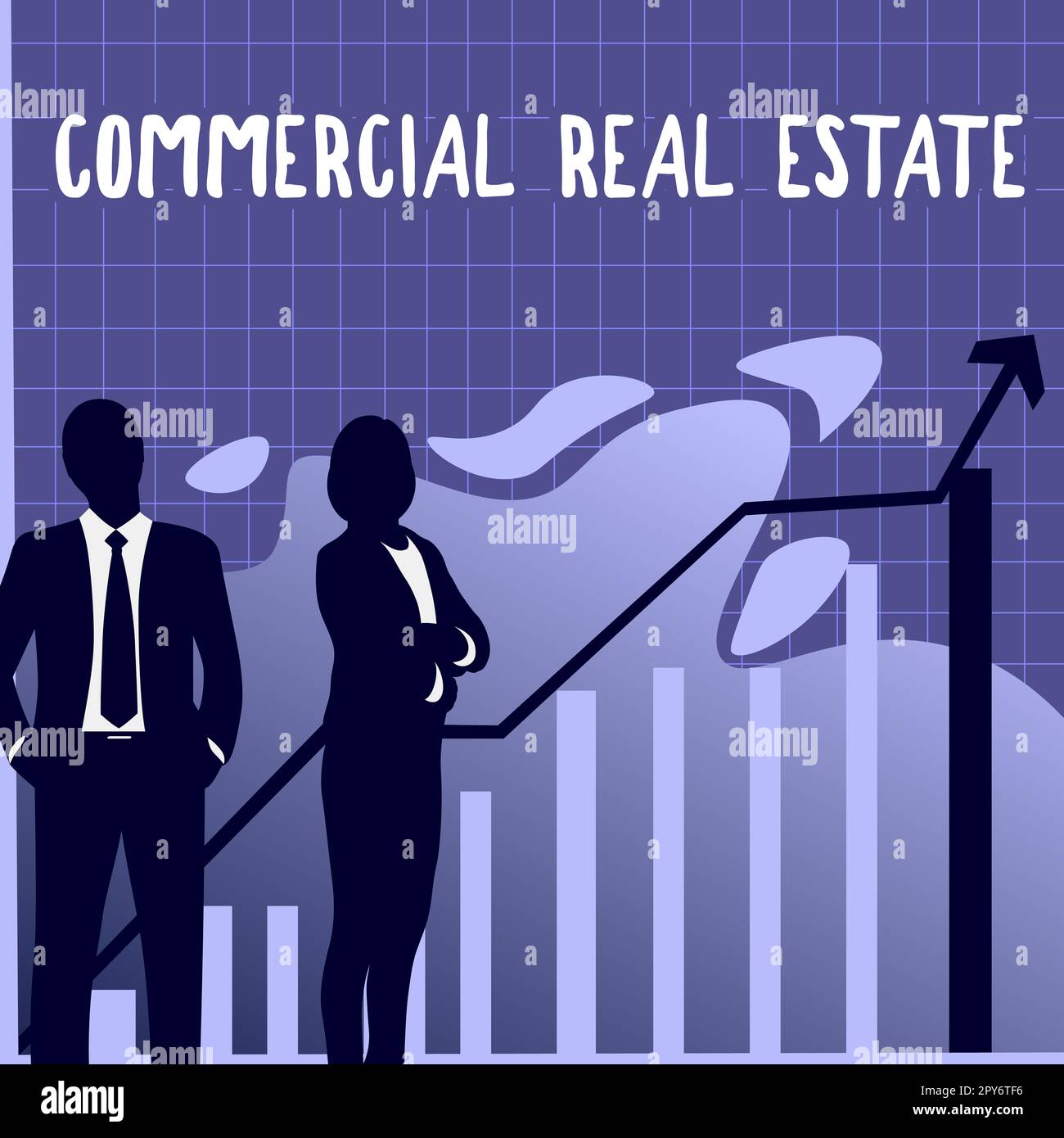 Affiche présentant l'immobilier commercial. Aperçu de l'entreprise revenu immeuble ou terre à des fins commerciales Banque D'Images