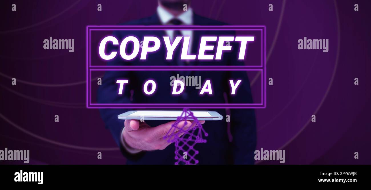 Légende conceptuelle Copyleft, Word pour le droit d'utiliser, de