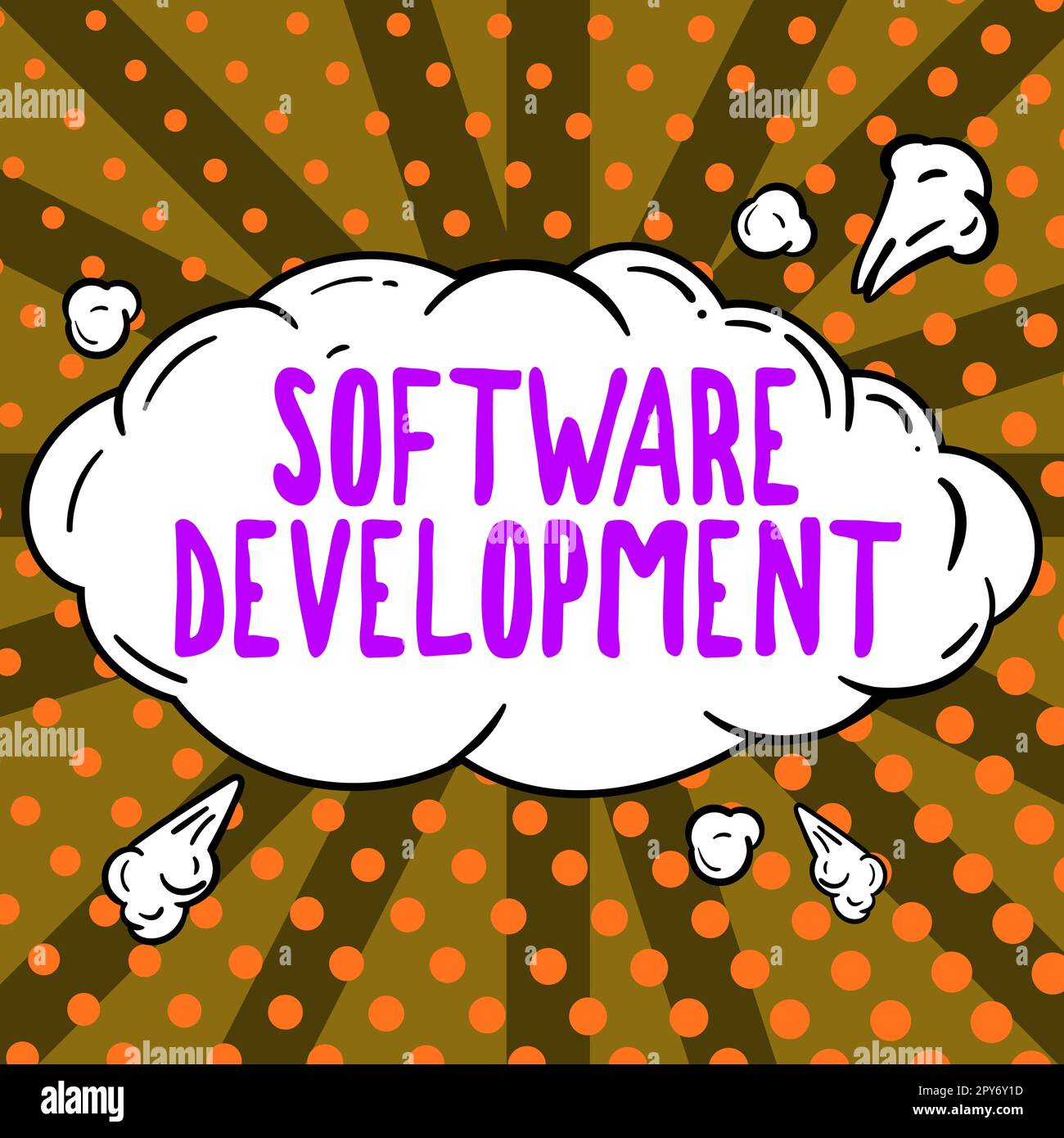 Affiche textuelle indiquant Software Development. Le mot écrit sur le logiciel est créé à l'aide d'une programmation spécifique Banque D'Images