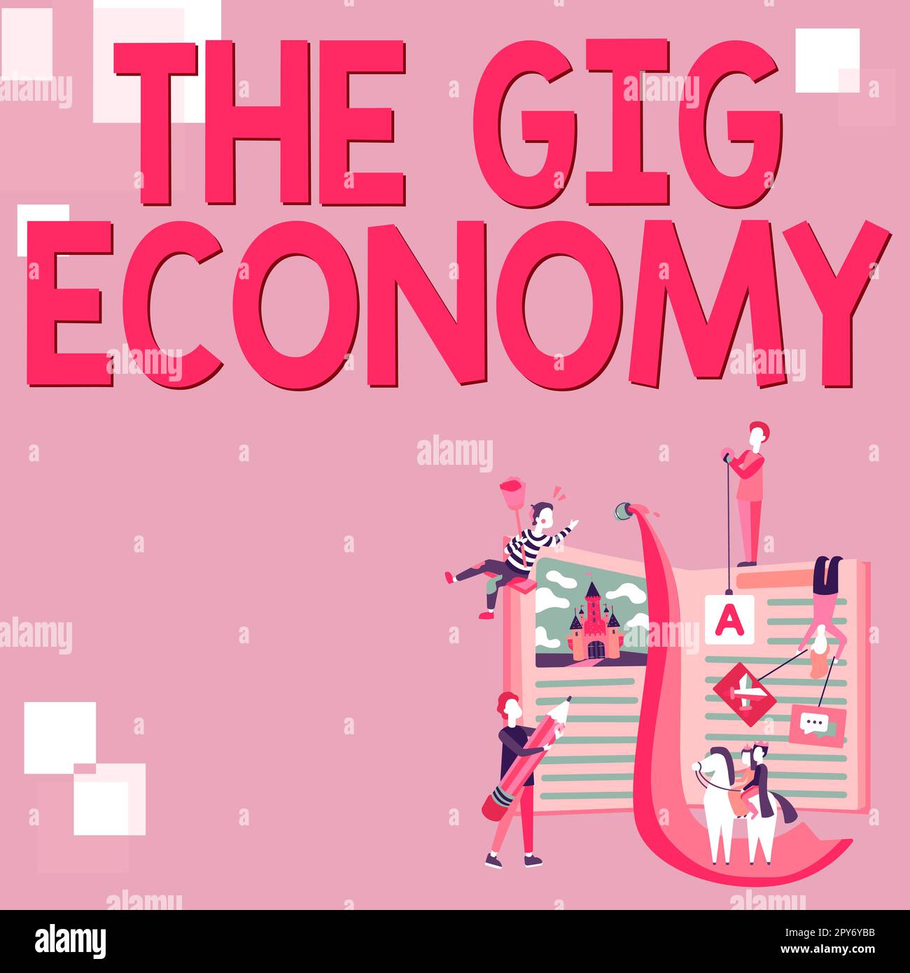 Texte d'écriture The Gig Economy. Vitrine marché des contrats à court terme travail indépendant temporaire Banque D'Images