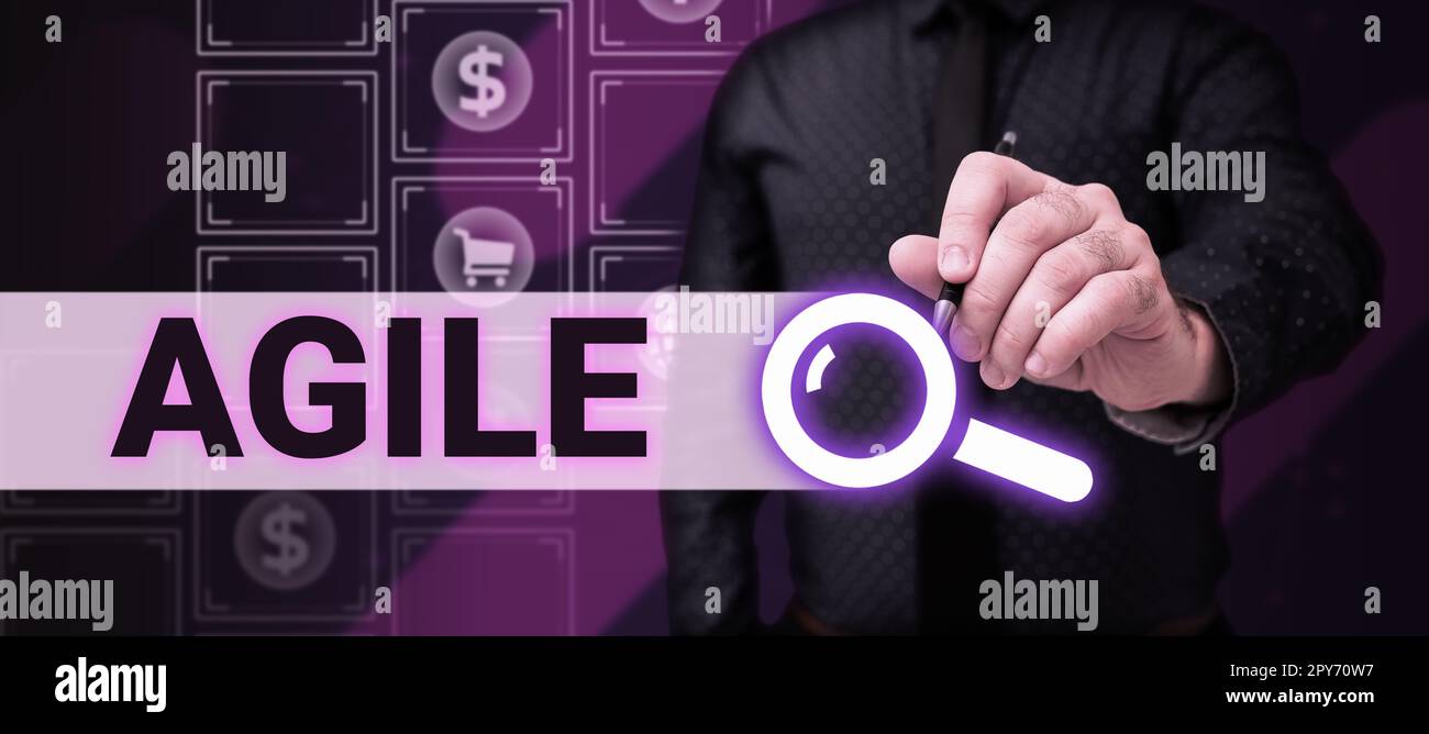 Affiche textuelle indiquant Agile. Approche commerciale approche particulière de la gestion de projet utilisée dans les logiciels Banque D'Images