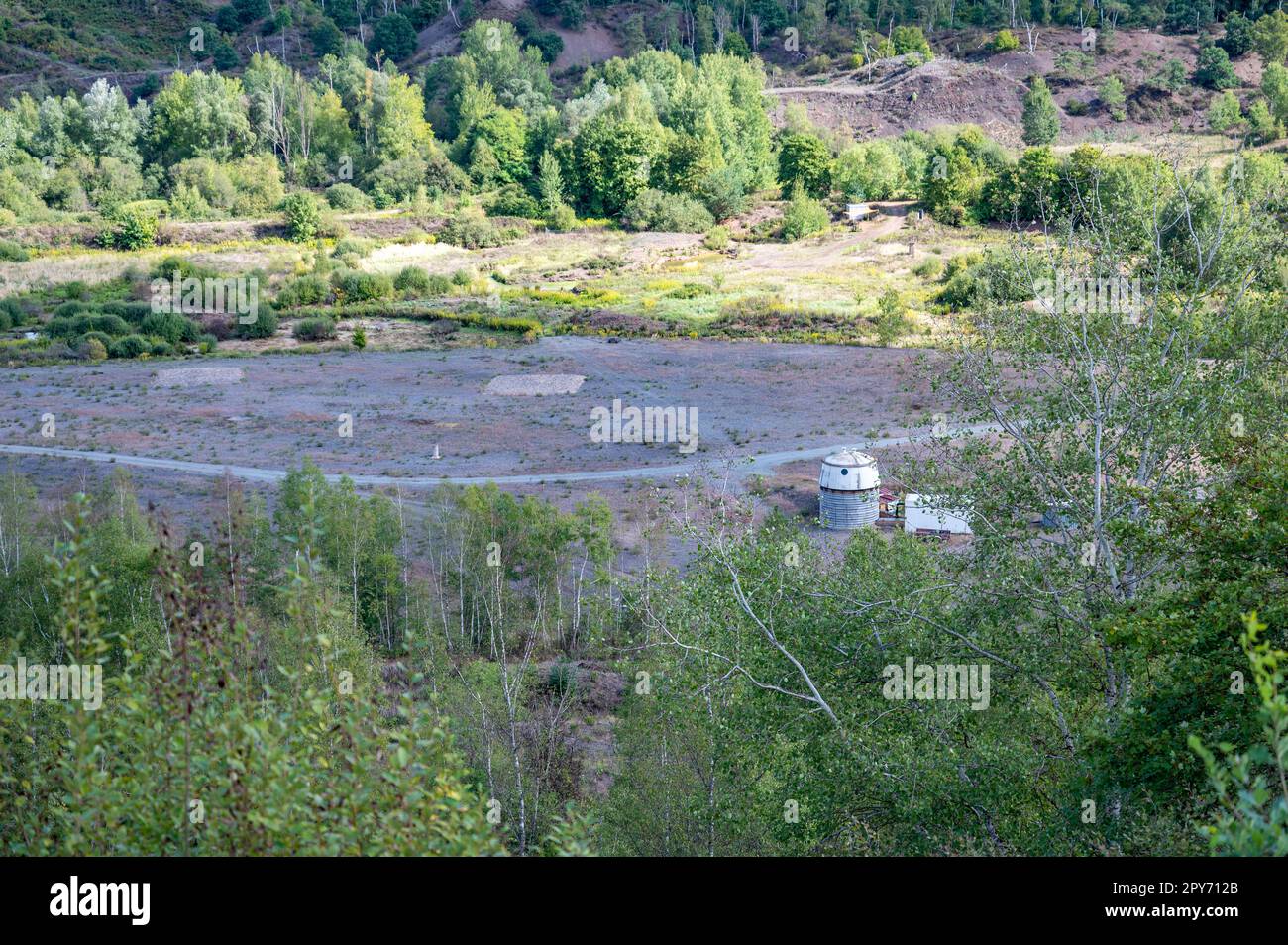 Grube Messel site du patrimoine de l'UNESCO à Messel vue d'ensemble du paysage aérien, Darmstadt, Allemagne Banque D'Images