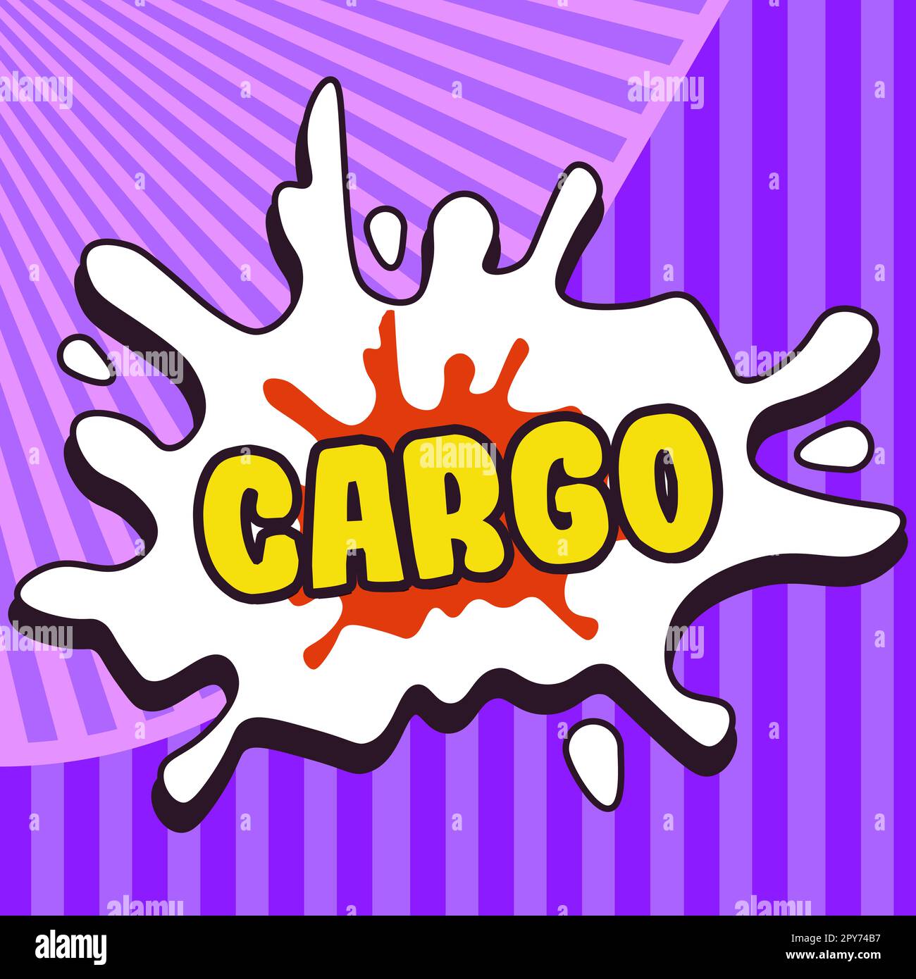 Affiche manuscrite Cargo. Mot pour les marchandises marchandises transportées dans un navire avion et véhicule Banque D'Images