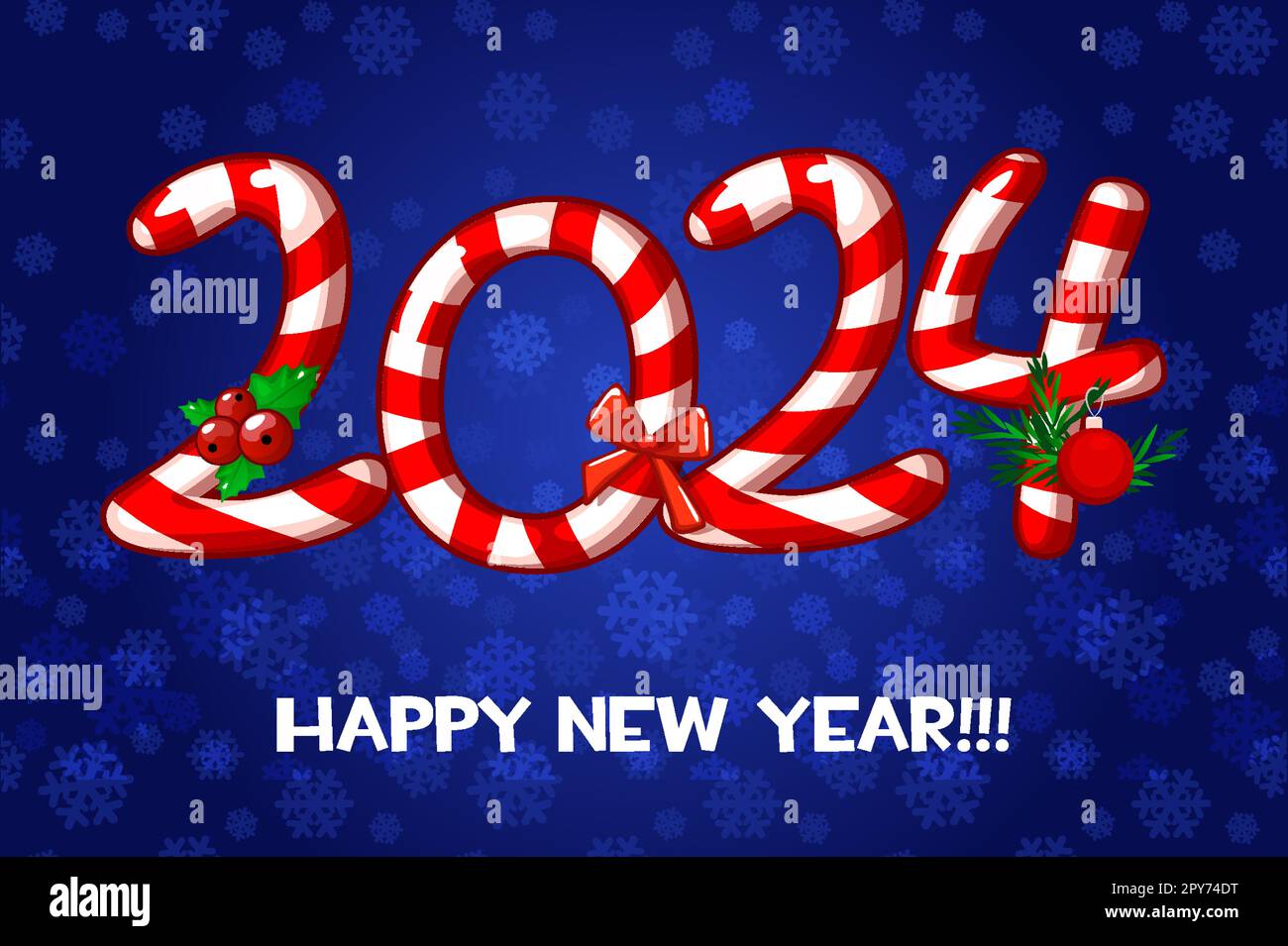 Carte de voeux ou affiche bonne année 2024 avec bonbons Image
