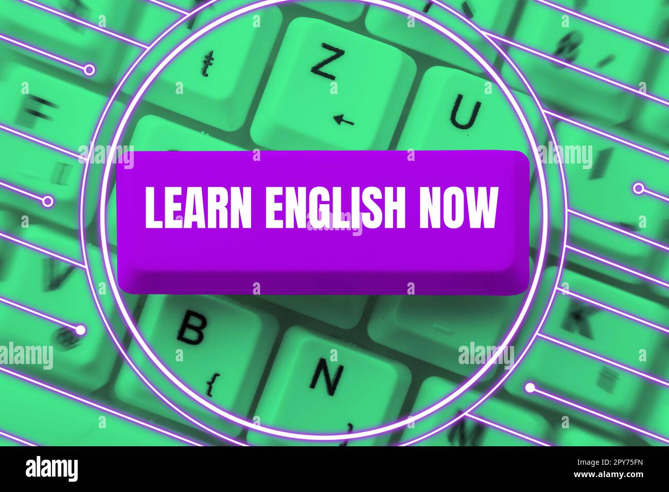 Légende conceptuelle apprendre l'anglais maintenant. Approche commerciale acquérir ou acquérir des connaissances et des compétences en anglais Banque D'Images