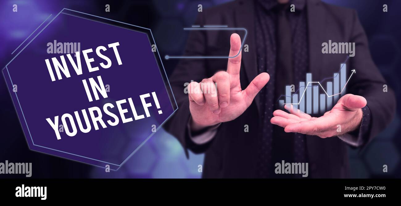 L'affichage conceptuel vous investit. Concept signifiant apprendre de nouvelles choses ou matériaux rendant ainsi votre beaucoup mieux Banque D'Images