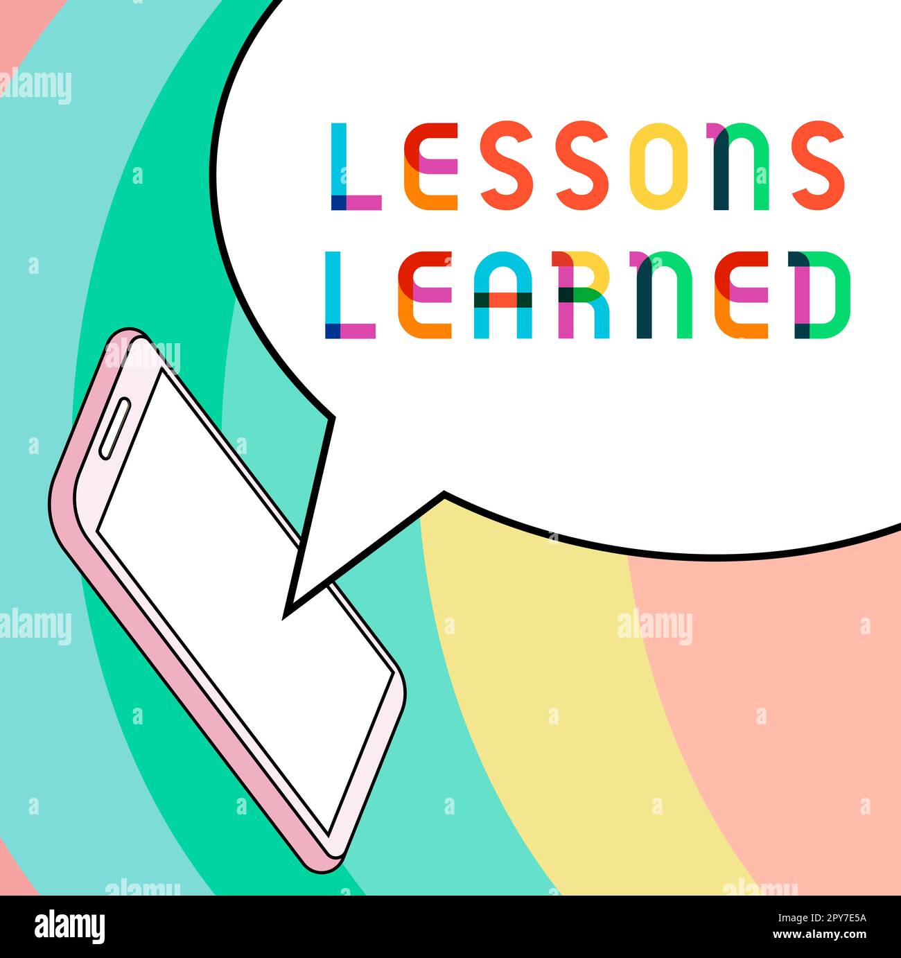 Légende conceptuelle leçons apprises. Idée d'entreprise promouvoir partager et utiliser les connaissances issues de l'expérience Banque D'Images