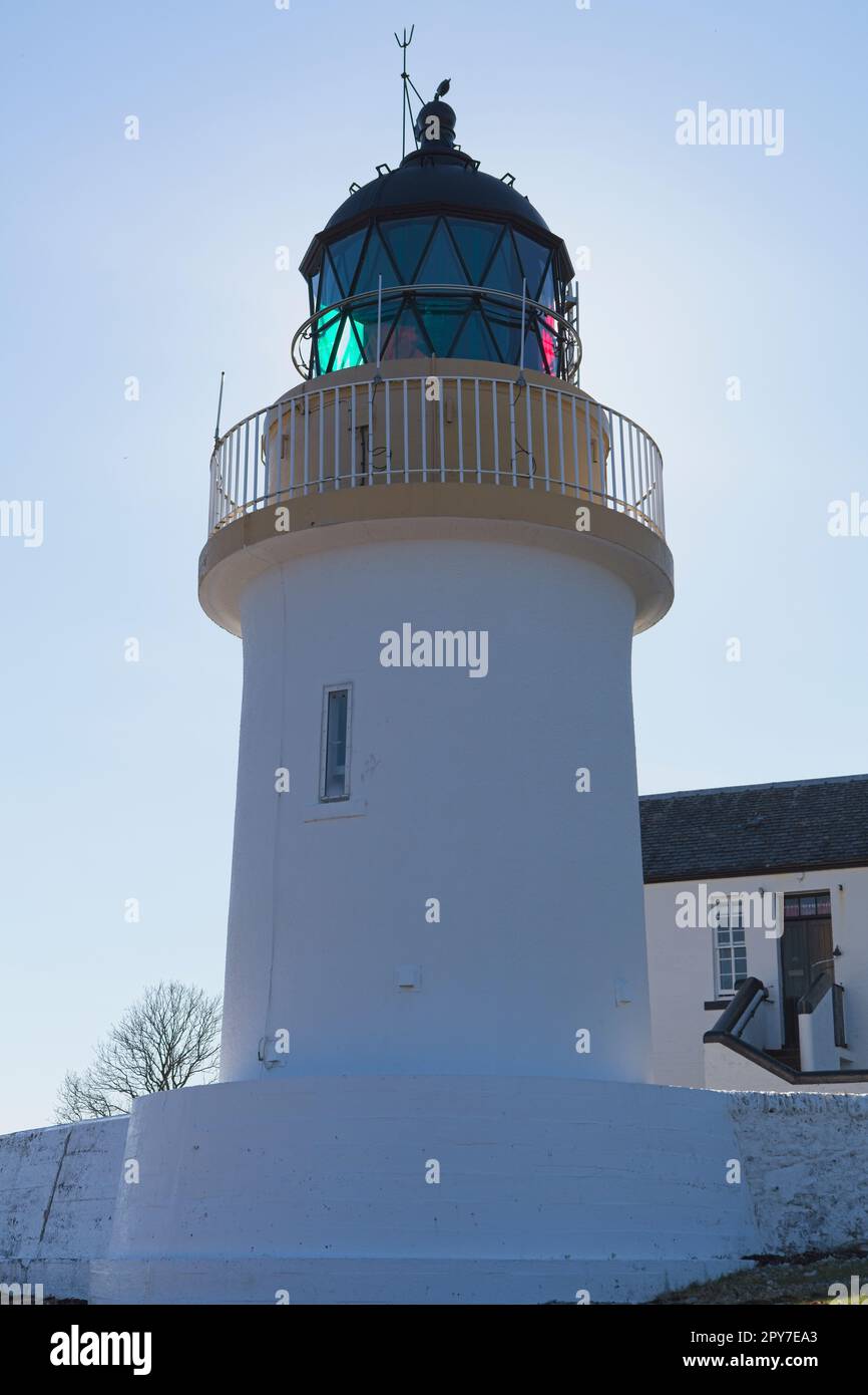 Phare de Corran point construit en 1860 par Thomas et David Stevenson et l'un des premiers à devenir automatique Banque D'Images