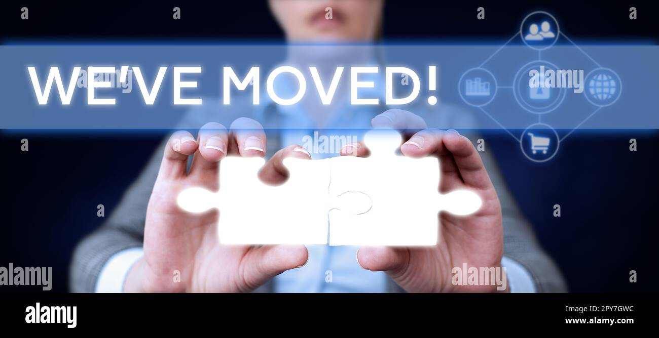 Texte d'écriture déplacé. Mot écrit sur aller vivre à partir d'un autre lieu même ou pays différent Banque D'Images