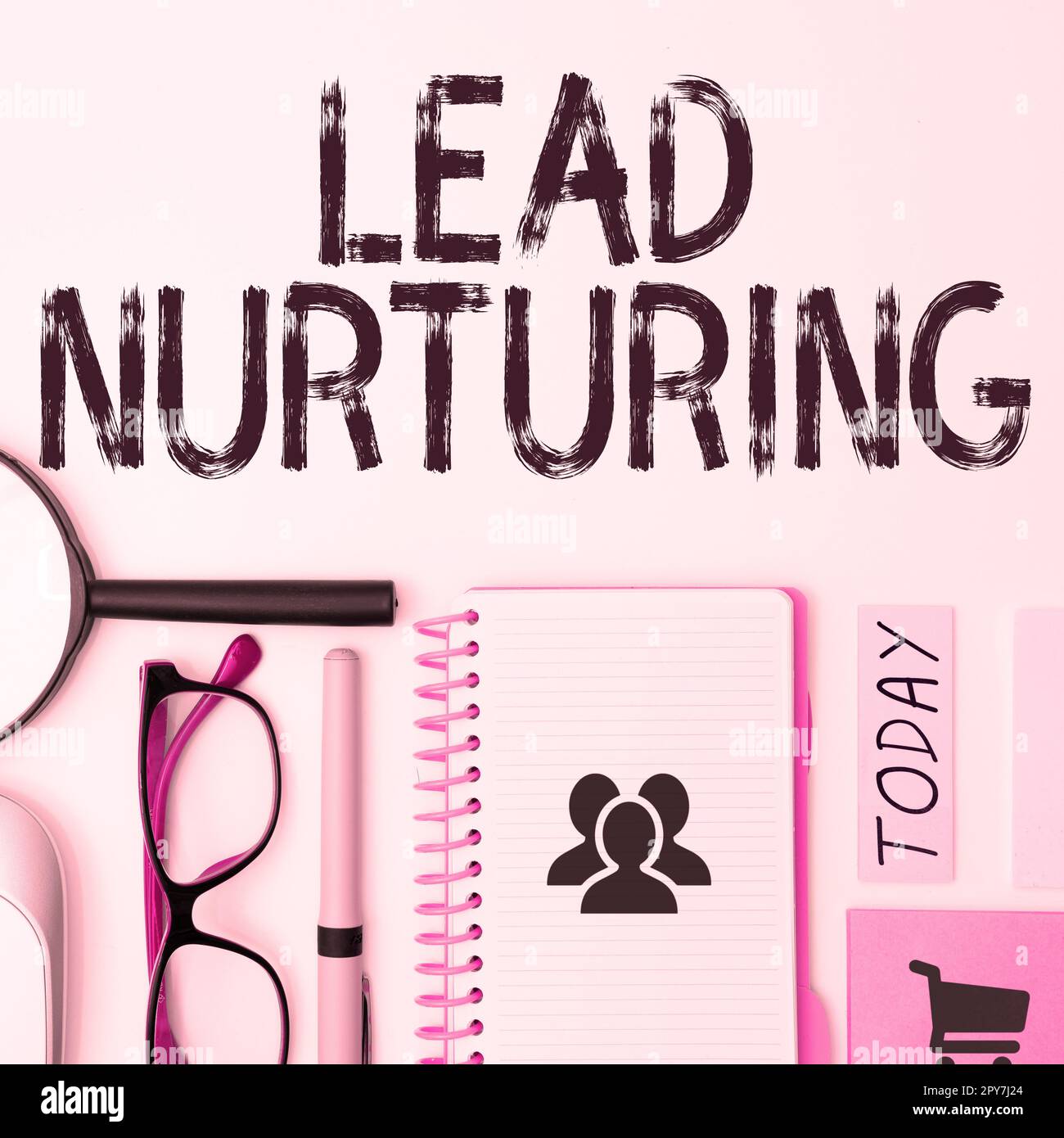 Texte indiquant le lead nourricier de l'inspiration. Méthode d'approche commerciale pour établir une relation avec des clients potentiels Banque D'Images