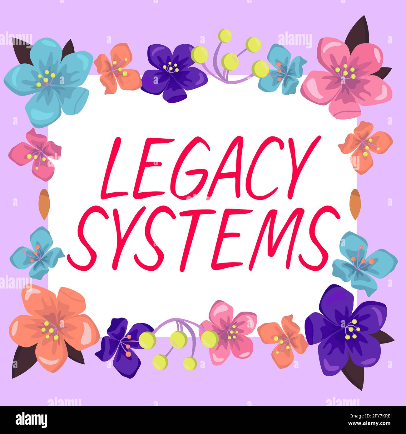 Affichage conceptuel systèmes hérités. Approche d'entreprise ancienne méthode de technologie système informatique ou programme d'application Banque D'Images