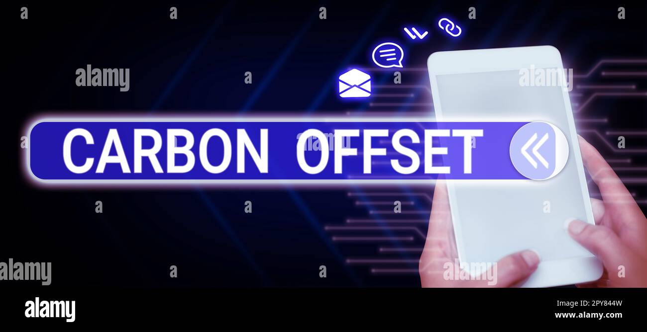 Légende conceptuelle Carbon Offset. Concept d'entreprise réduction des émissions de dioxyde de carbone ou d'autres gaz Banque D'Images