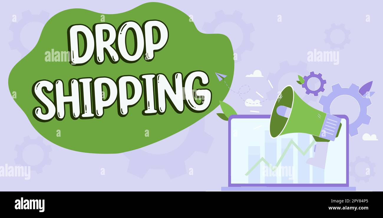 Affiche textuelle indiquant l'expédition de la goutte. Photo conceptuelle pour envoyer des marchandises d'un fabricant directement à un client plutôt qu'au détaillant Banque D'Images