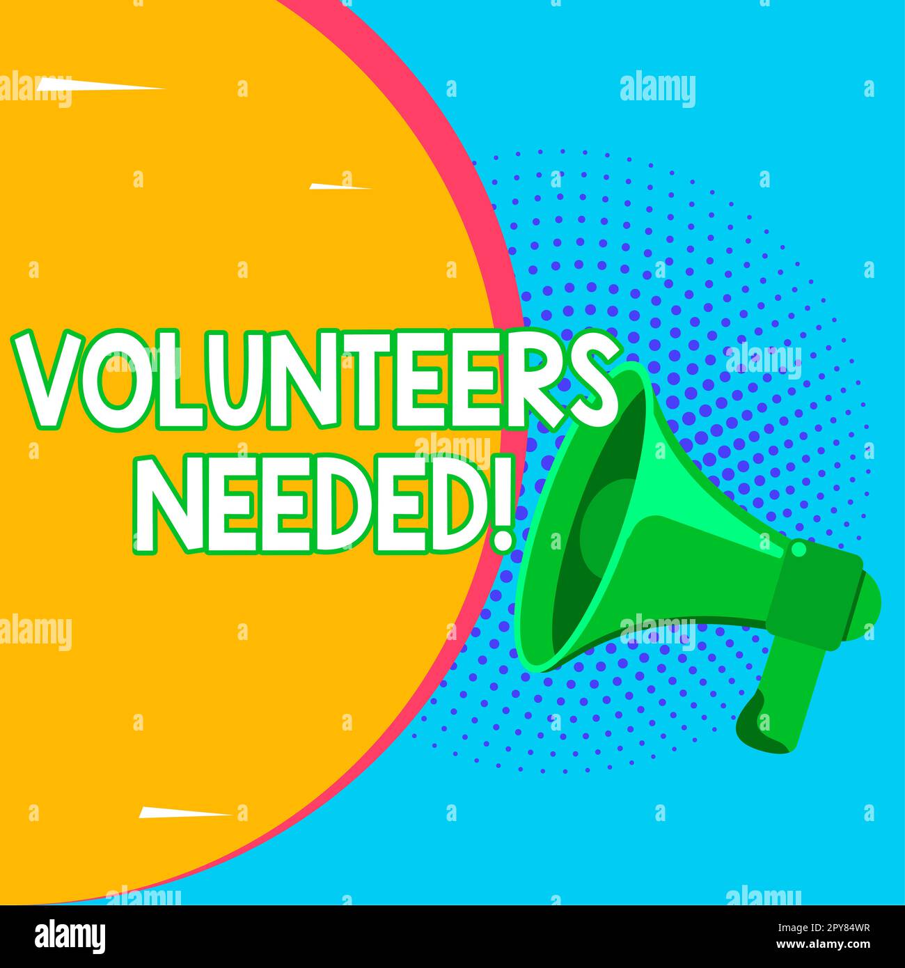 Affiche textuelle indiquant les volontaires nécessaires. Approche d'affaires bénévolat communautaire social Banque D'Images