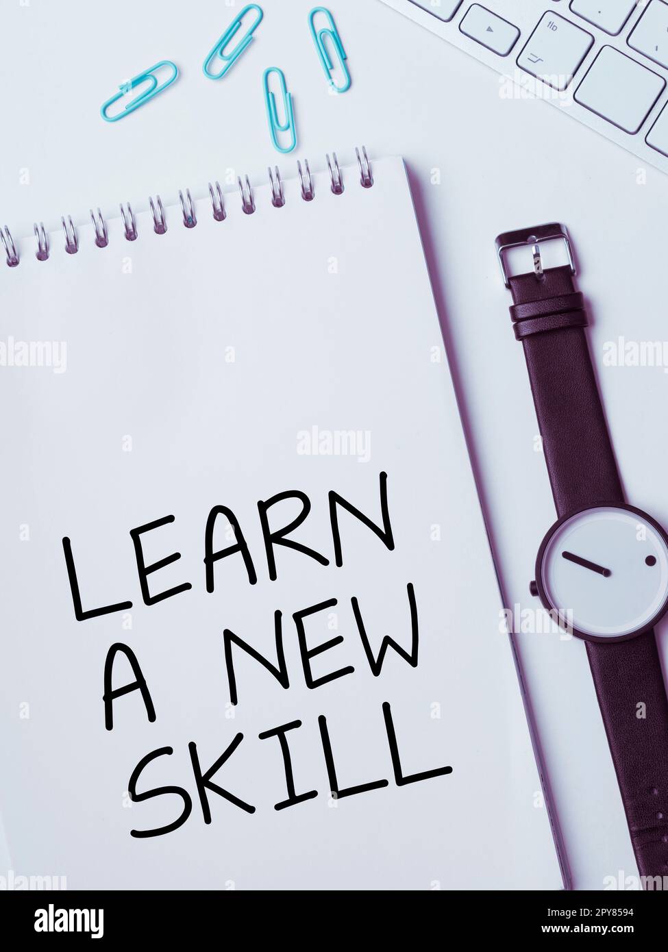 Panneau de texte indiquant apprendre Une nouvelle compétence. Aperçu de l'entreprise acquisition de connaissances grâce à une expérience d'étude enseignée Banque D'Images