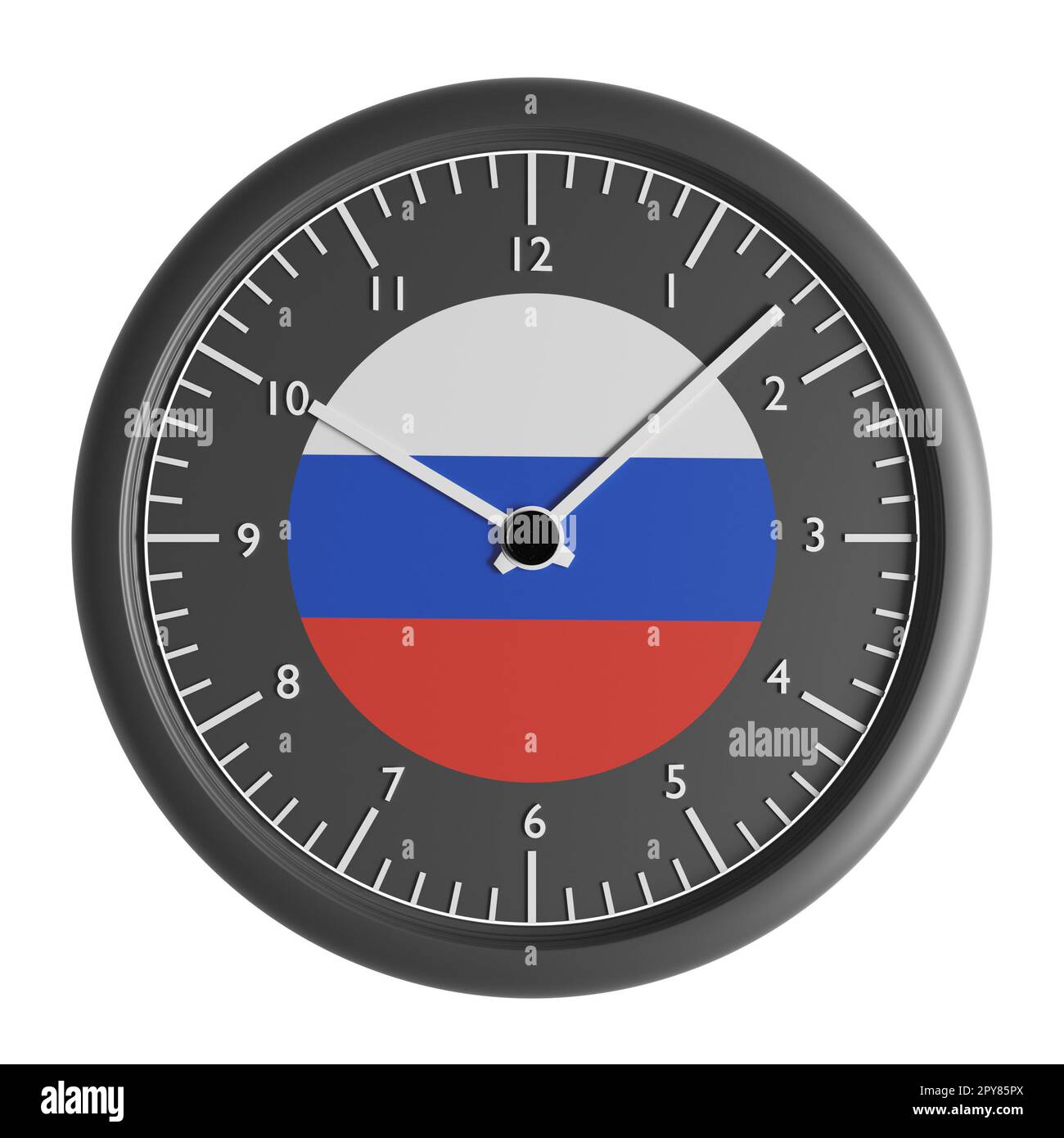 Signes et symboles. Elément de conception. 3D illustration. Horloge murale avec le drapeau de la Russie Banque D'Images