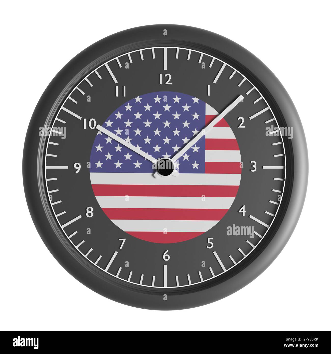 Signes et symboles. Elément de conception. 3D illustration. Horloge murale avec le drapeau des États-Unis Banque D'Images